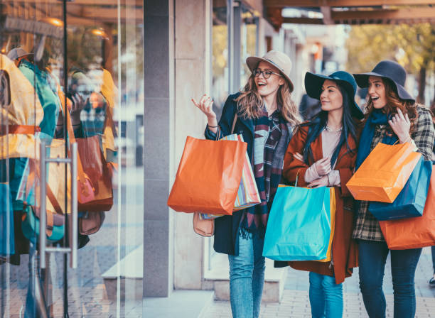 Young women enjoying a window shopping