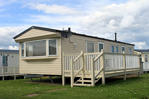 Holiday caravan or mobile home on trailer park.