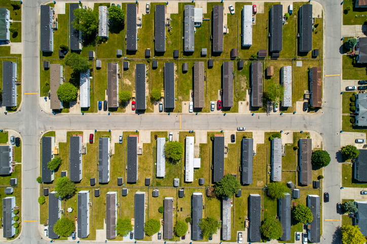 Aerial Overhead View of Trailer Park